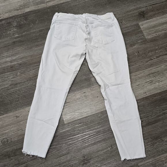 Just Black Denim White Distressed Skinny Leg Jeans Made In USA Women's Size 31 - Picture 2 of 8